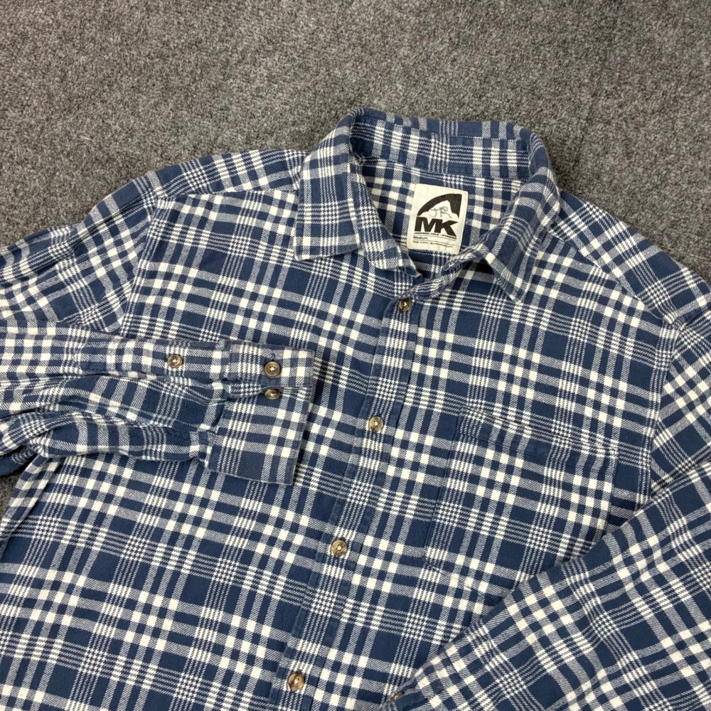 Mountain Khakis Mens Plaid Flannel Button Down Shirt Blue White Medium 6009